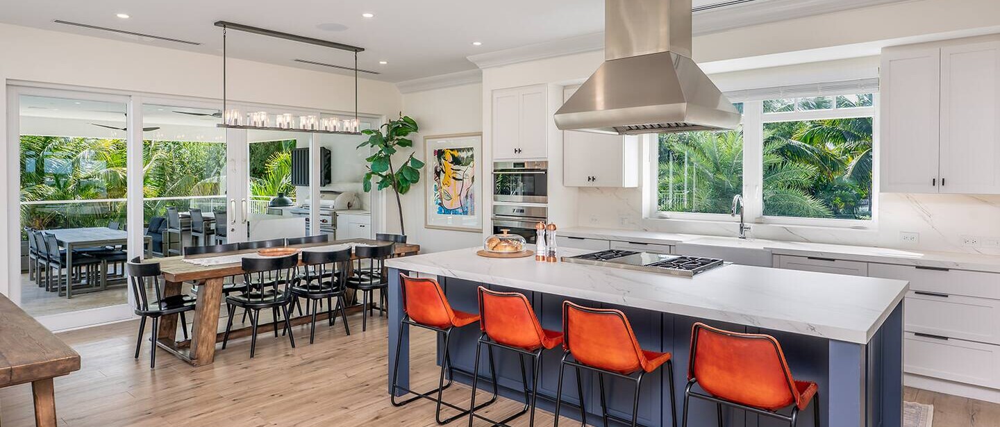 Sit up at the kitchen island.