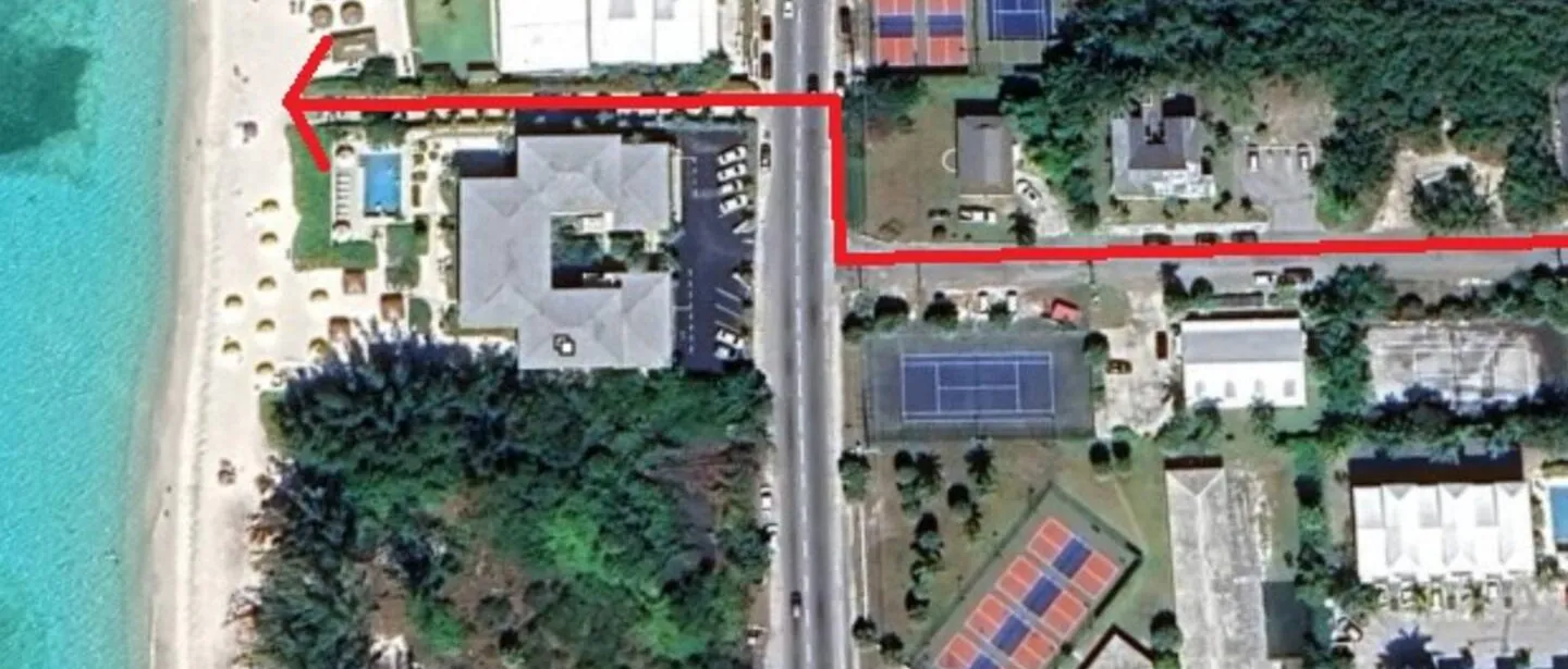 Aerial photo of path to beach