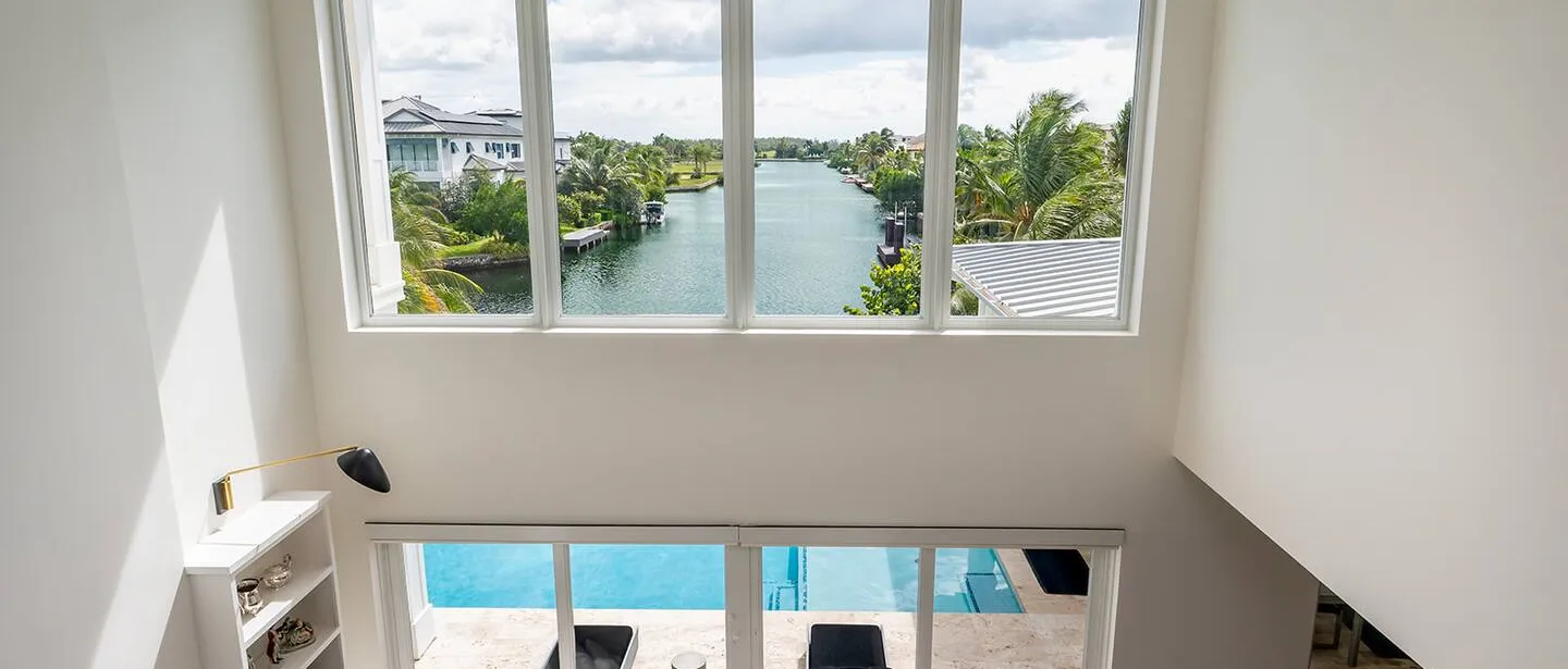 The upstairs view looking out towards the canal.
