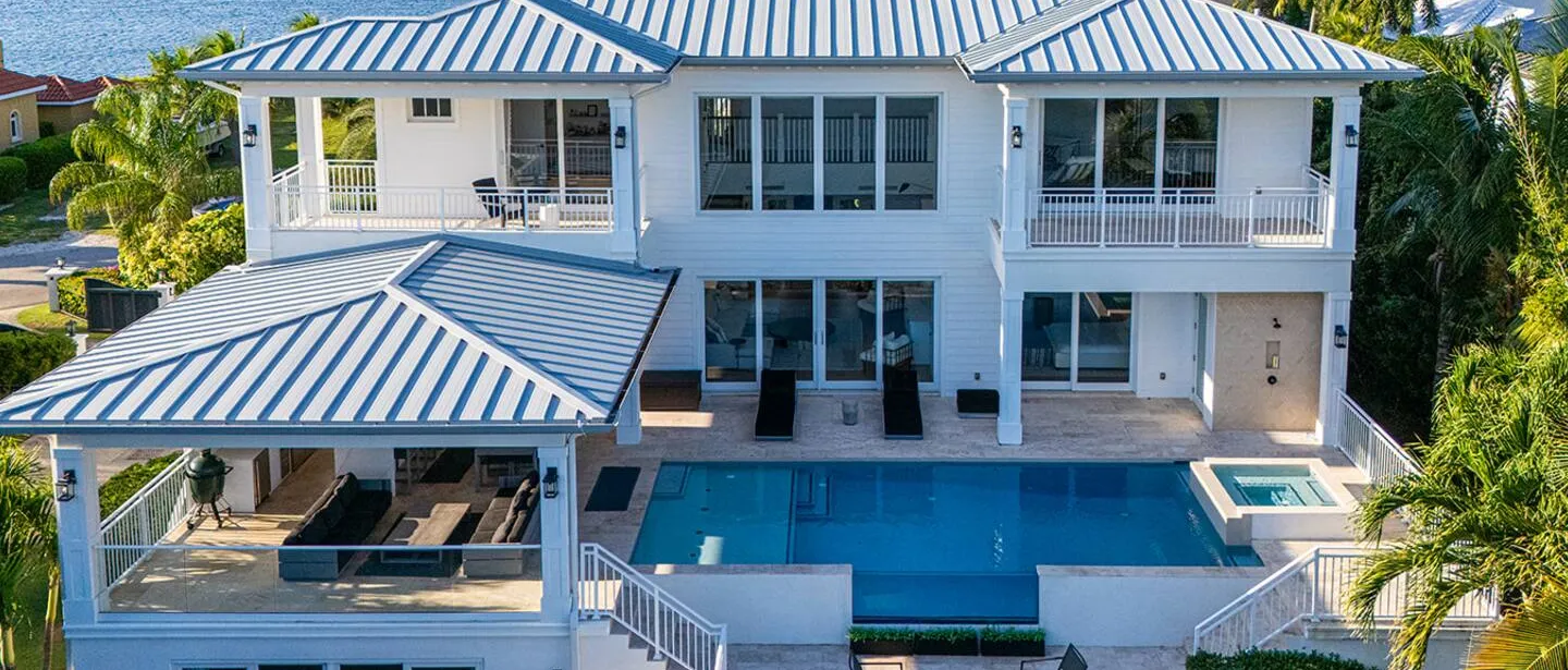 Aerial view of the back of the property.