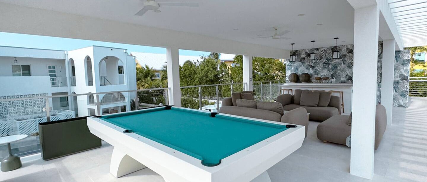 You can enjoy a game of pool under the gazebo.