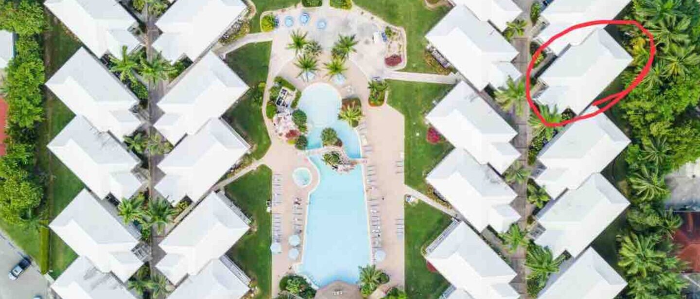 106 is in the red circle. Ground floor condo.